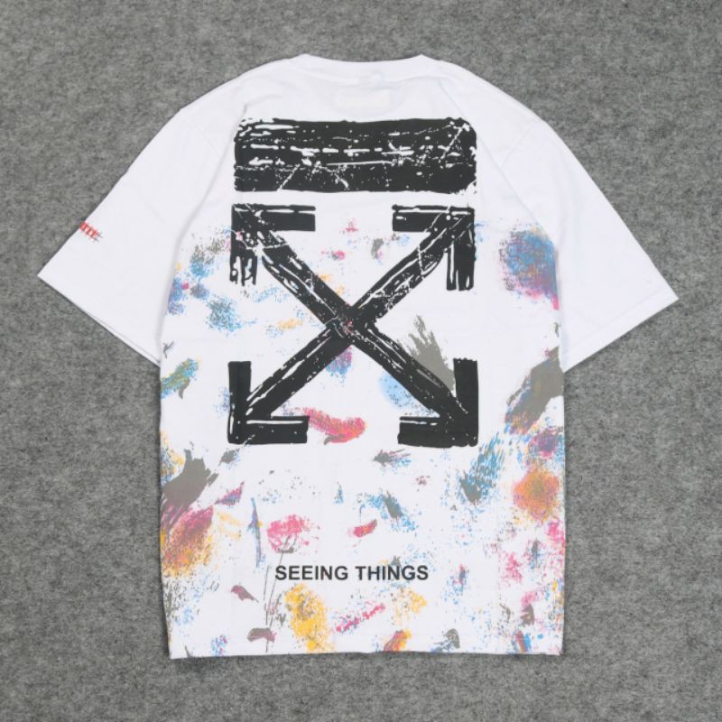 baju kaos tshirt distro Off White galaxy premium terbaru murah