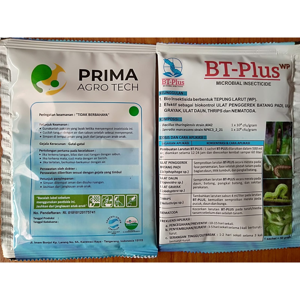 Insektisida Organik BT Plus Bio Insektisida kemasan 50gram
