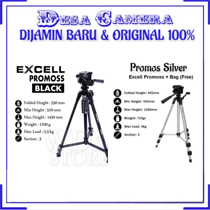 Tripod Tripod Excell Promoss For Kamera Mirrolens Free Holder HP - Black(X2G5) Tripot Mini Tripod St