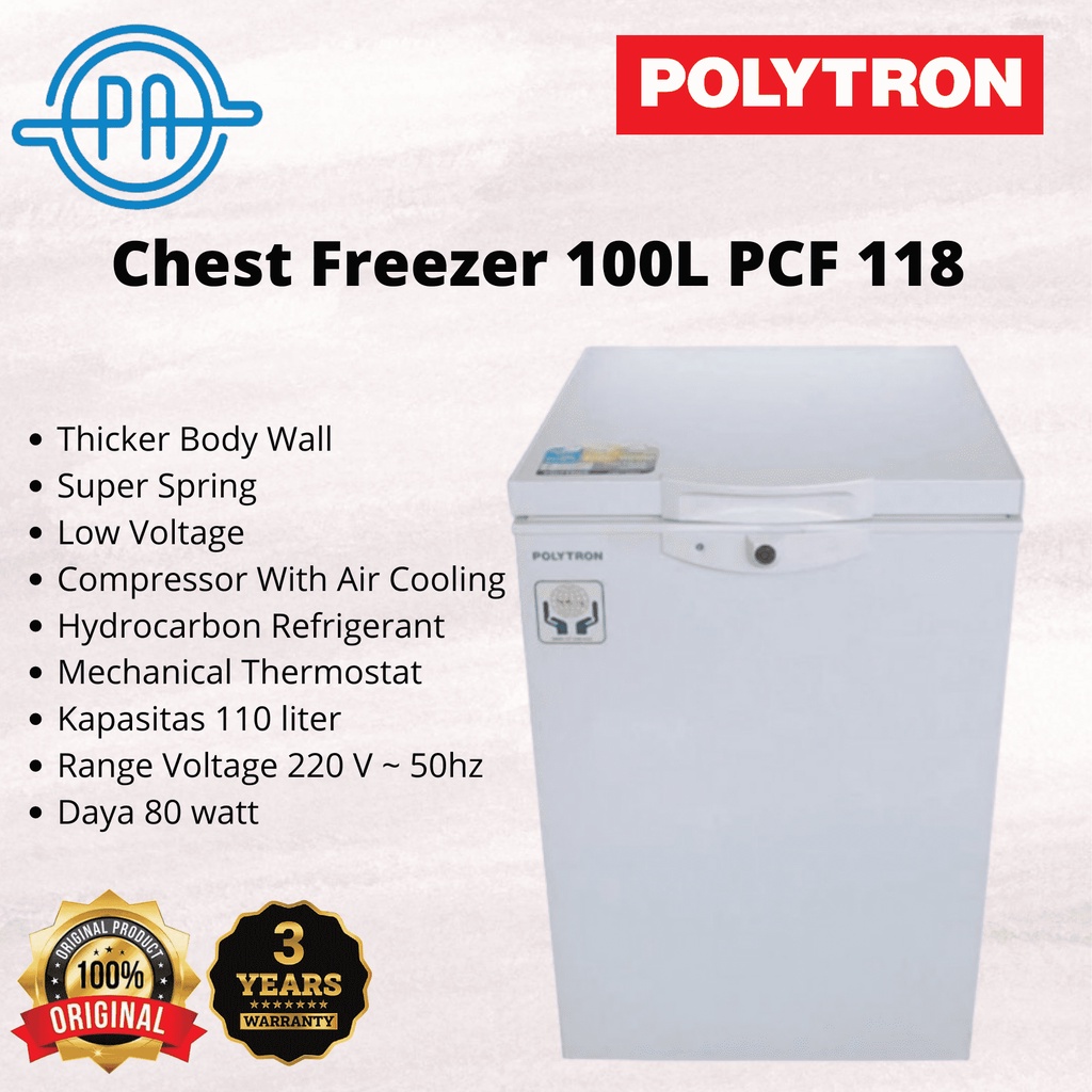 CHEST FREEZER BOX POLYTRON  CHEST FREEZER 100L PCF 118 / PCF118