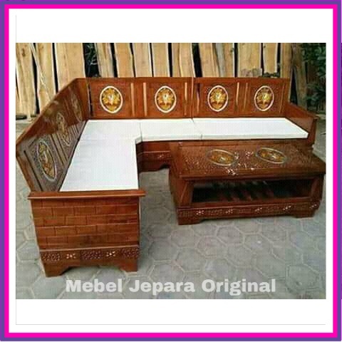 kursi sudut busa minimalis jati