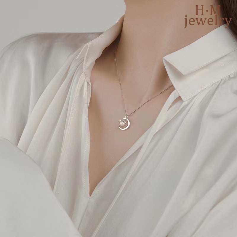 Kalung Rantai Sterling Silver 925 Dengan Liontin Planet / Bulan Warna-Warni Untuk Wanita