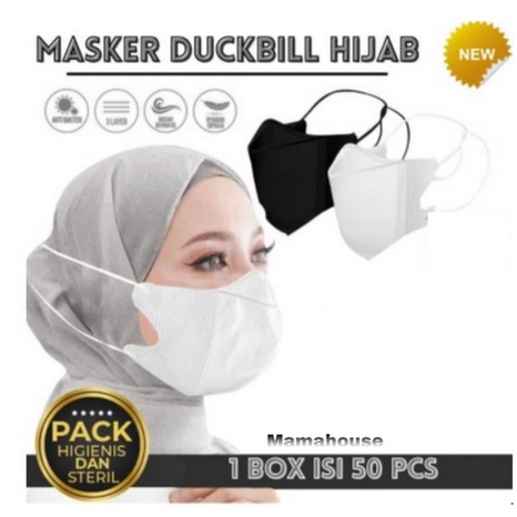 MASKER DUCKBILL GARIS HIJAB DUCKBILL HIJAB/ MASKER HIJAB 1 BOX ISI 50 PCS