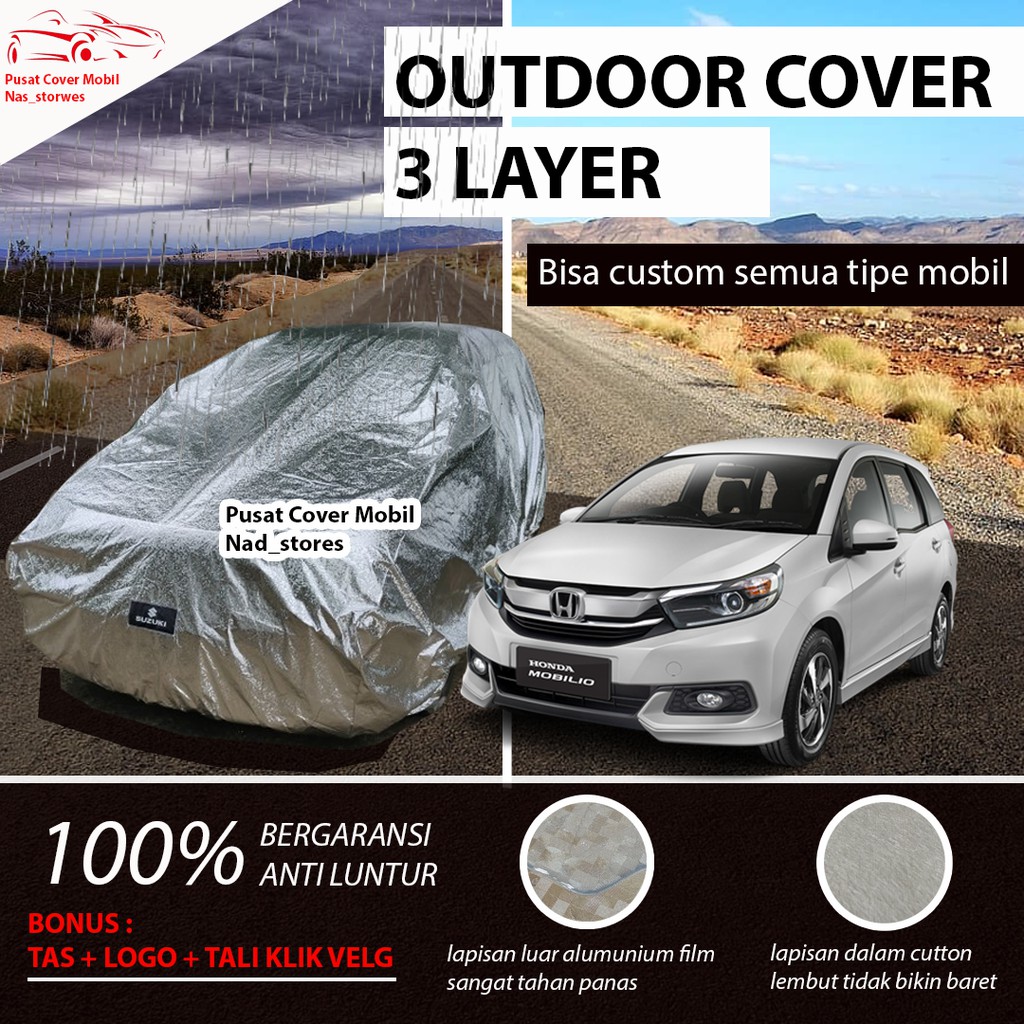 OUTDOOR body cover mobil sarung mobil mobilio putih anti luntur panas anti panas 3 lapis