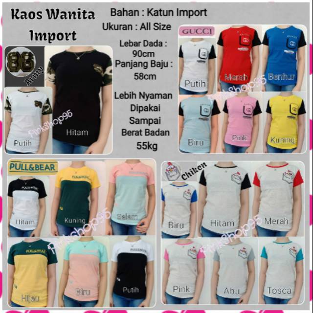 Atasan Wanita  Kaos  Cewek TShirt Cewek Kaos  Wanita  
