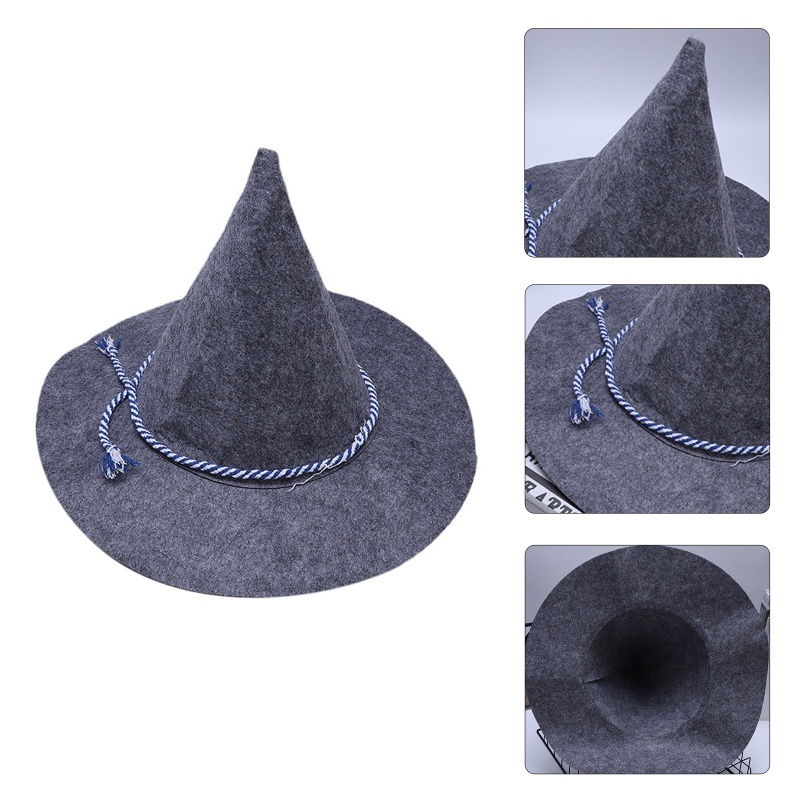 Topi Penyihir Wanita Bahan Felt Lembut Untuk Pesta Halloween