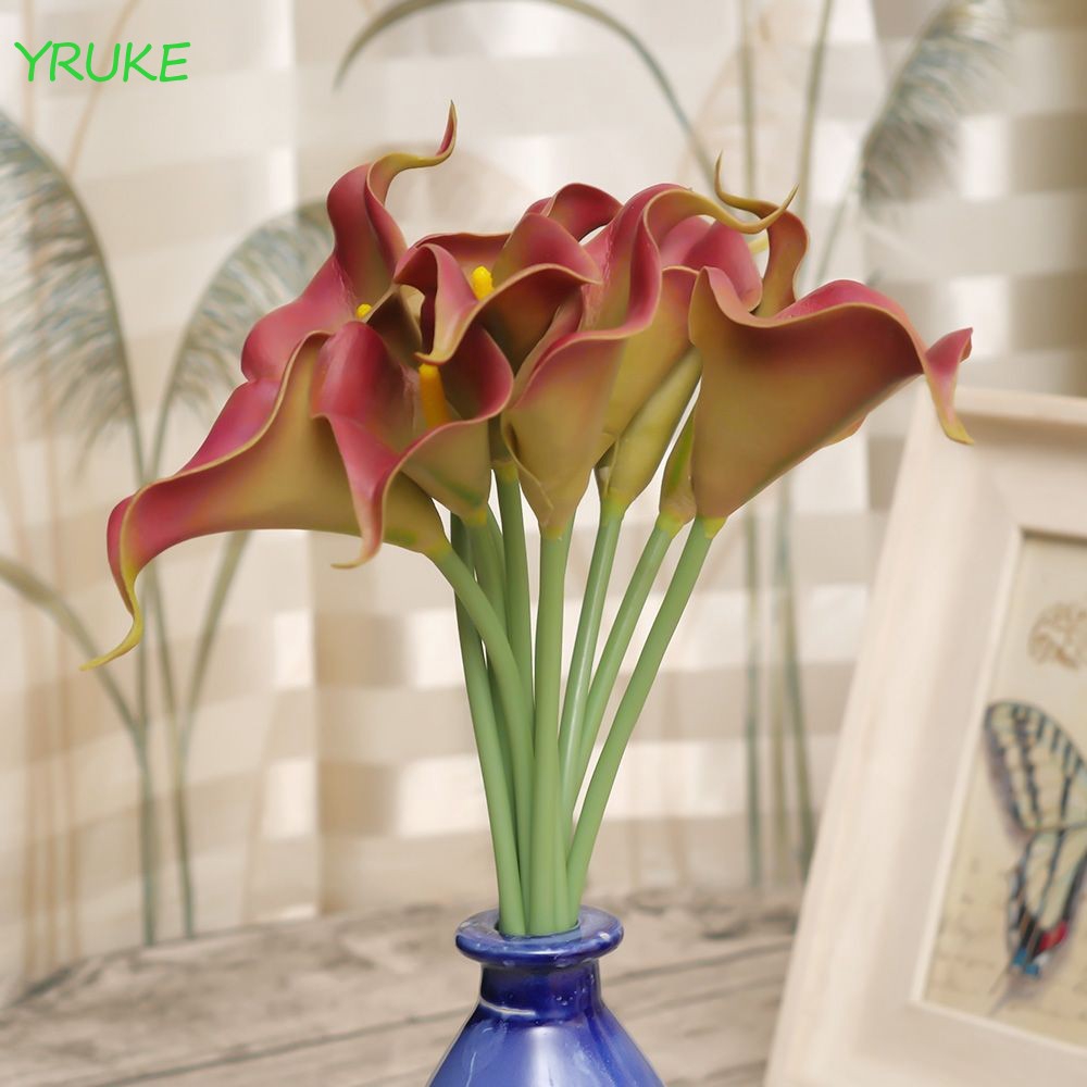 10pcs Beauty Artificial Decor Bridal Home Decoration Sweet Calla Lily Flower Bouquet Wedding