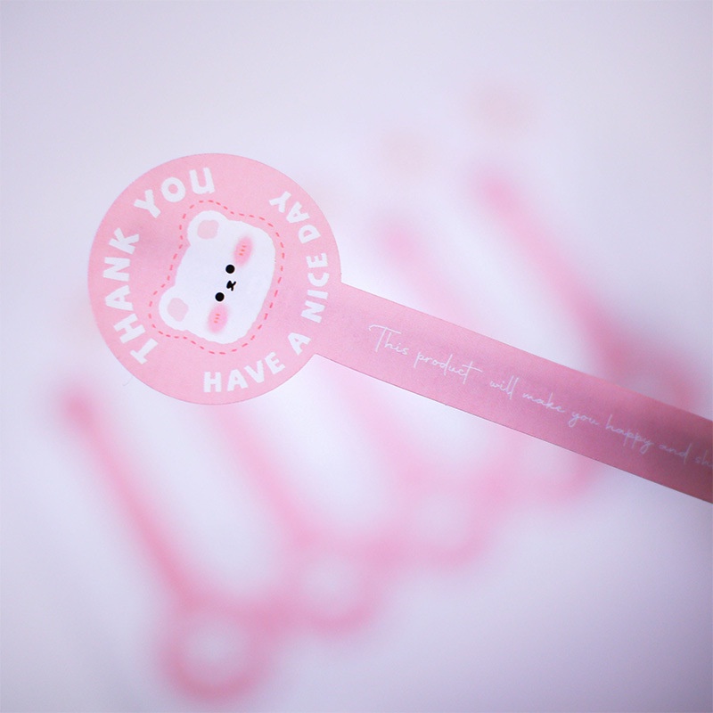 100PCS/PACK Sticker Thank You Have A Nice Day Cute Pink Pastel Stiker Label Olshop Packaging Sticker Box