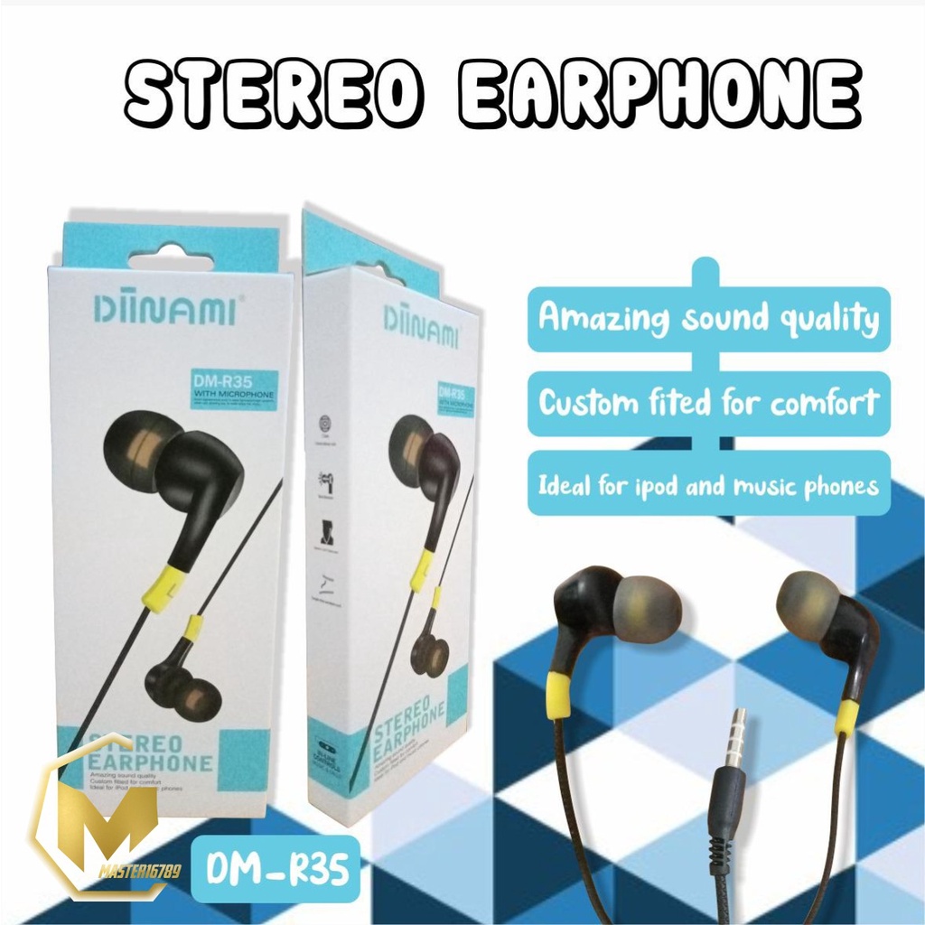 BM032 Headset EARPHONE DIINAMI R35 stereo Earphone Bass Android iPhone Original - Garansi 1 Tahun MA1836