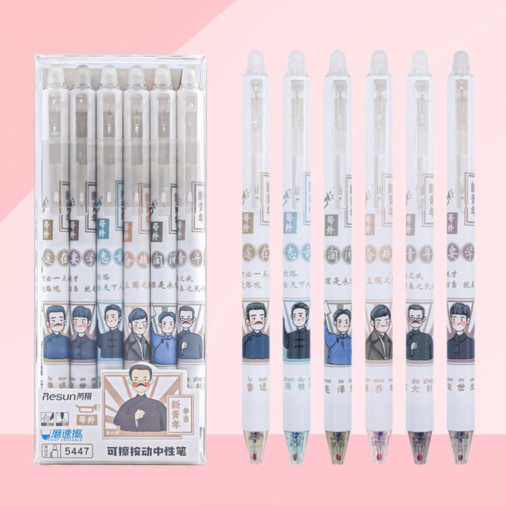 R-flower 6PCS/Set Signature Pen Set Good-looking Candy Color Drawing Graffiti Alat Menulis Pena Netral