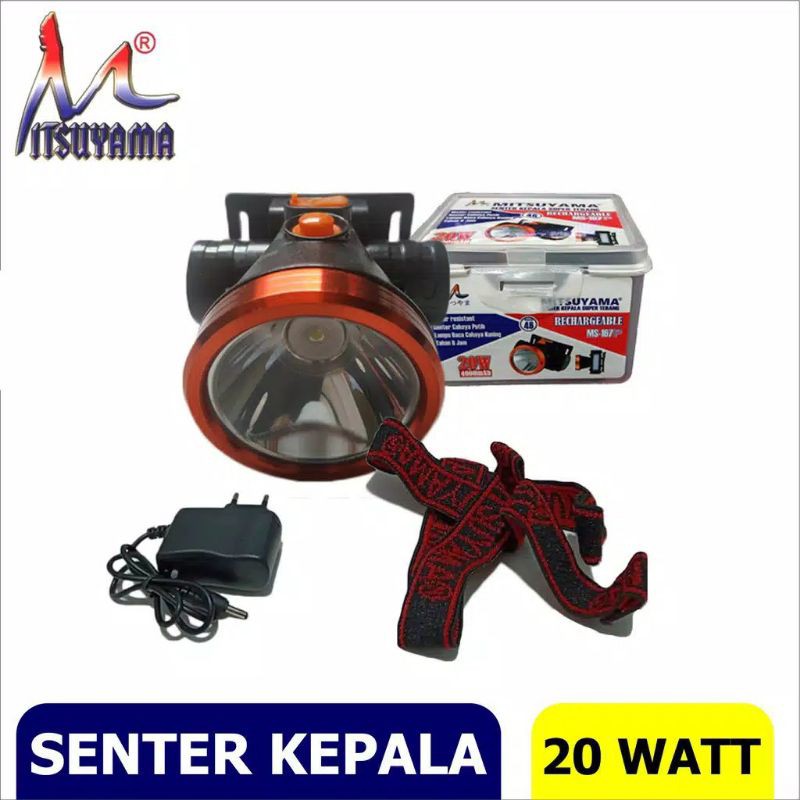 Senter Kepala + Led Samping Mitsuyama 20 Watt MS-167P - Senter Kepala Murah Mitsuyama