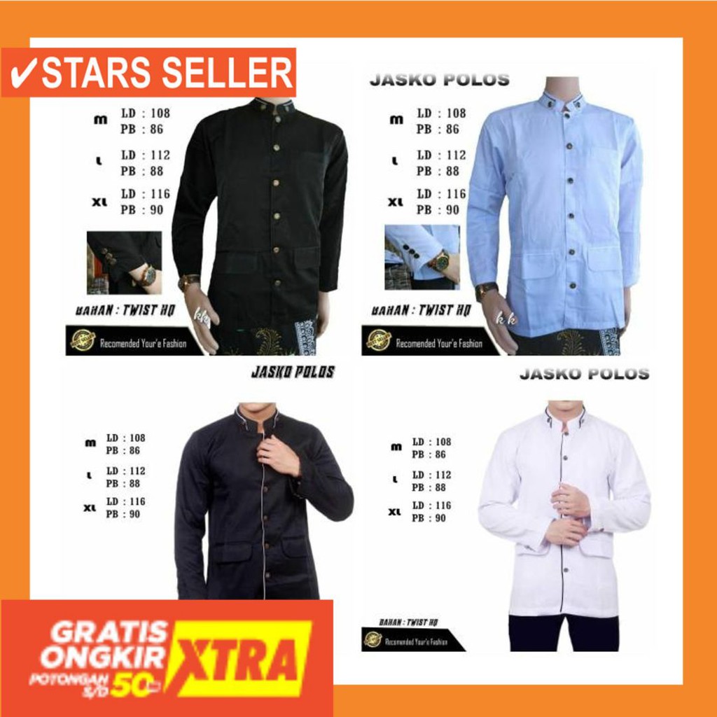BUSANA MUSLIM TERBAIK MURAH BARU KECIL BESAR JUMBO BIG / Jasko Polos Kembar Collection M.L.XL -