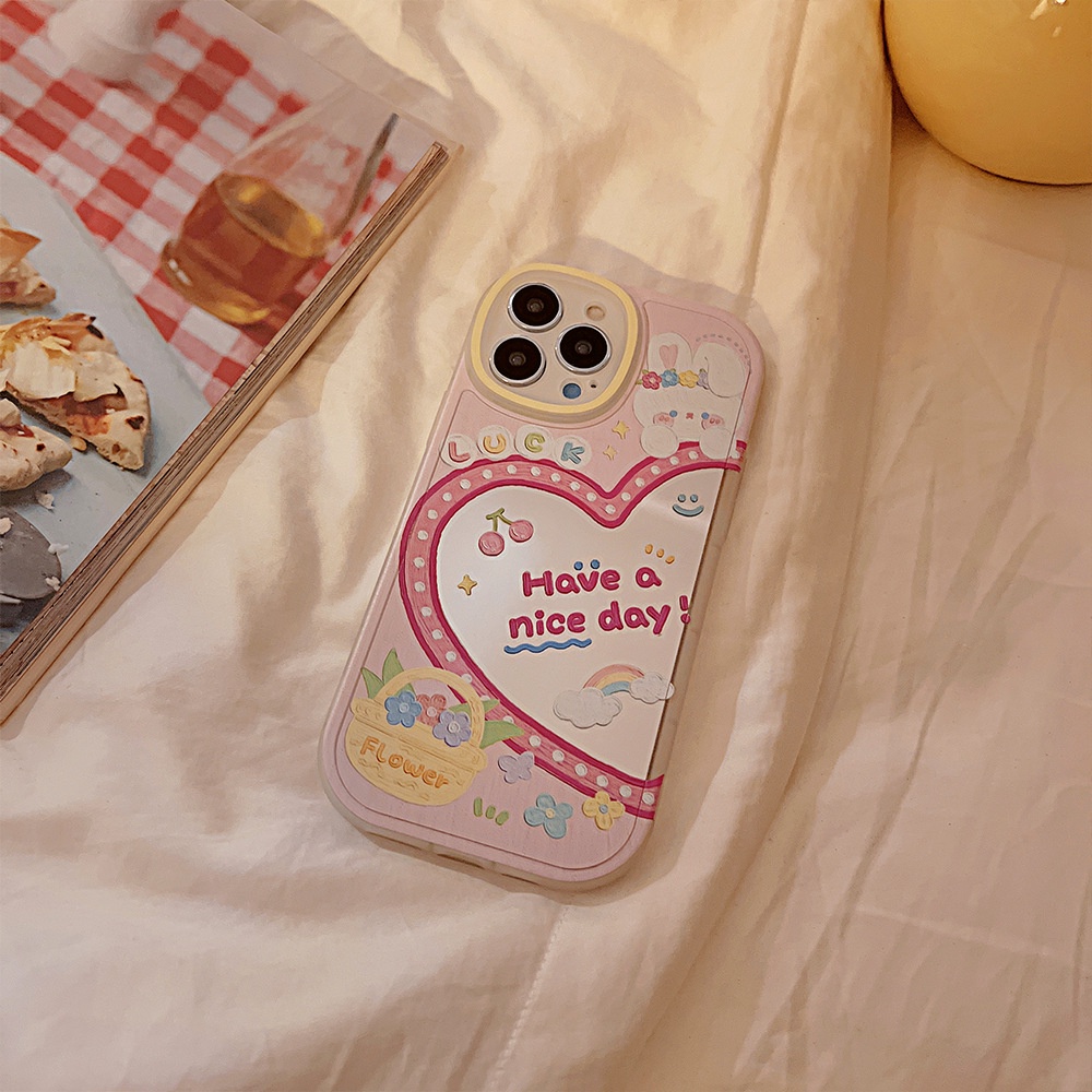 Case Pelindung Desain Kartun Kelinci Dengan Cermin Makeup Untuk Iphone 11 8 7 Plus SE2 XS XR 12 13 Mini PRO MAX