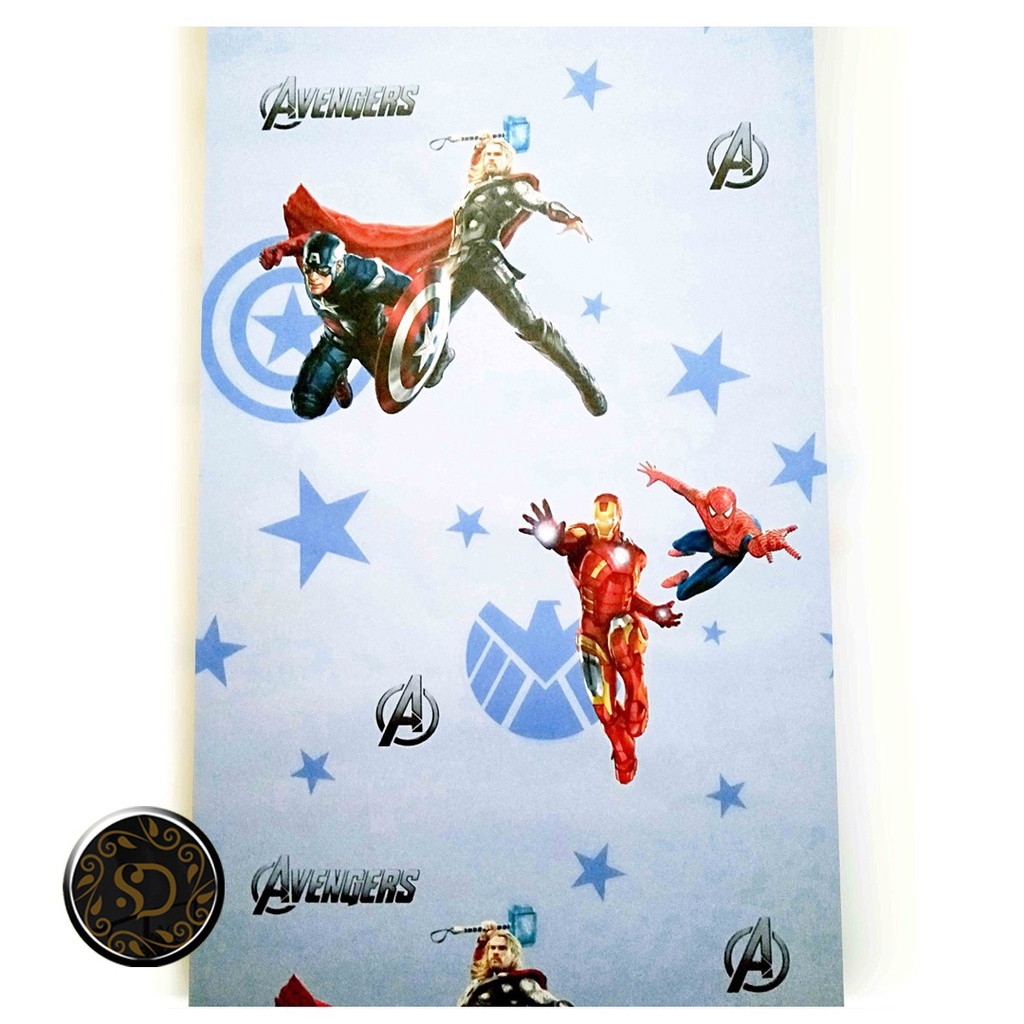 Karakter Avenger  Walpaper Dinding 10 Meter - Wallpaper Stiker Dinding 45CM x 10M - Anti Air