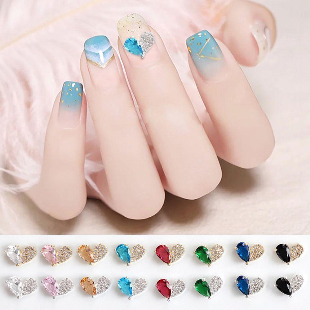 Mxbeauty Glitter Jantung Kuku Pesona Mewah Berkilau Permata DIY Kerajinan Kristal Kuku Berlian Imitasi Manikur Aksesoris