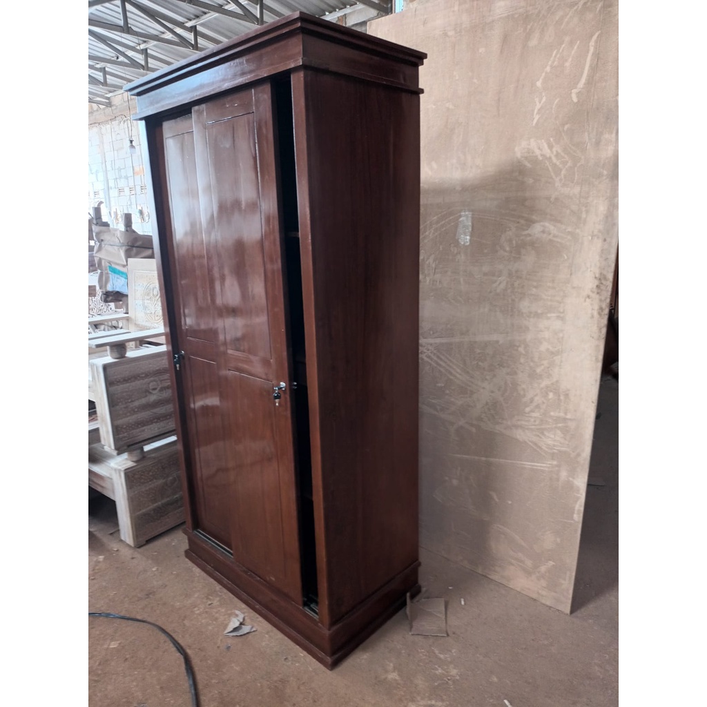 Lemari Pakaian minimalis 2Pintu Sleding Lemari Pakaian Kayu Jati