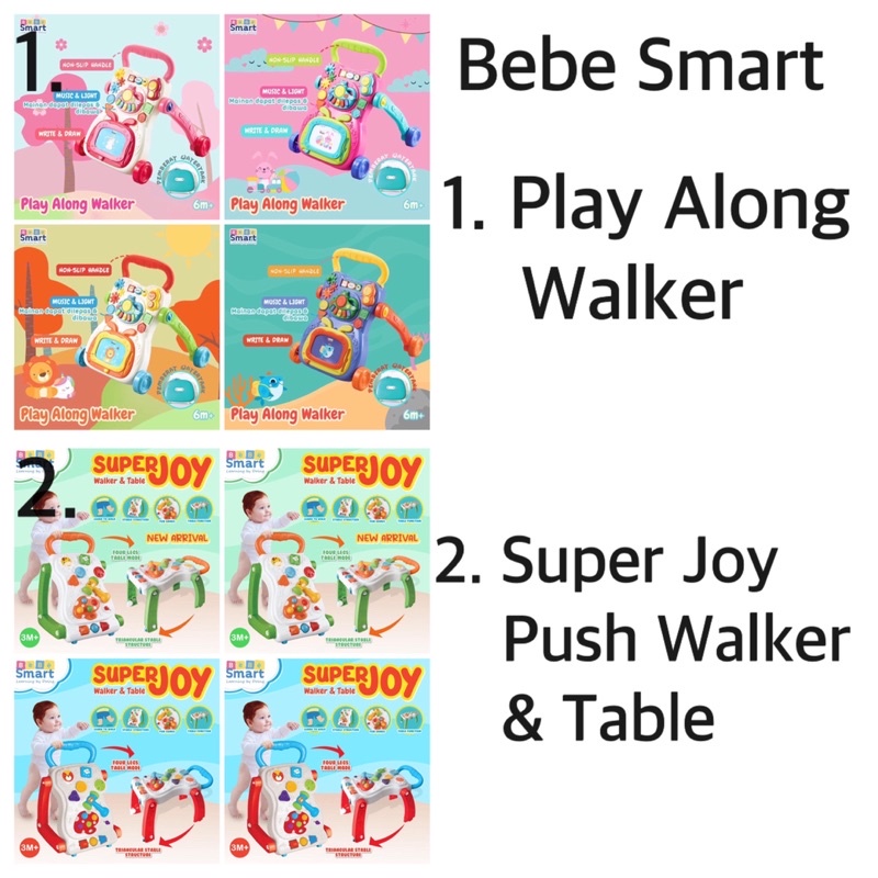 SMART BABY WALKER PUSH WALKER BEBE SMART PLAY ALONG WALKER BEBESMART mainan bayi alat belajar jalan bayi PUSH WALKER MURAH/SUPER JOY PUSH WALKER AND TABLE Mainan dorongan bayi belajar berjalan / Bebesmart walker/ SUPERJOY Walker Bebe smart/BABY WALKER