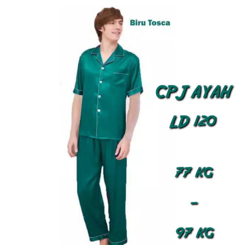 Baju tidur pria dewasa LD 110 120  set piyama cowok jumbo celana panjang lengan pendek setelan laki