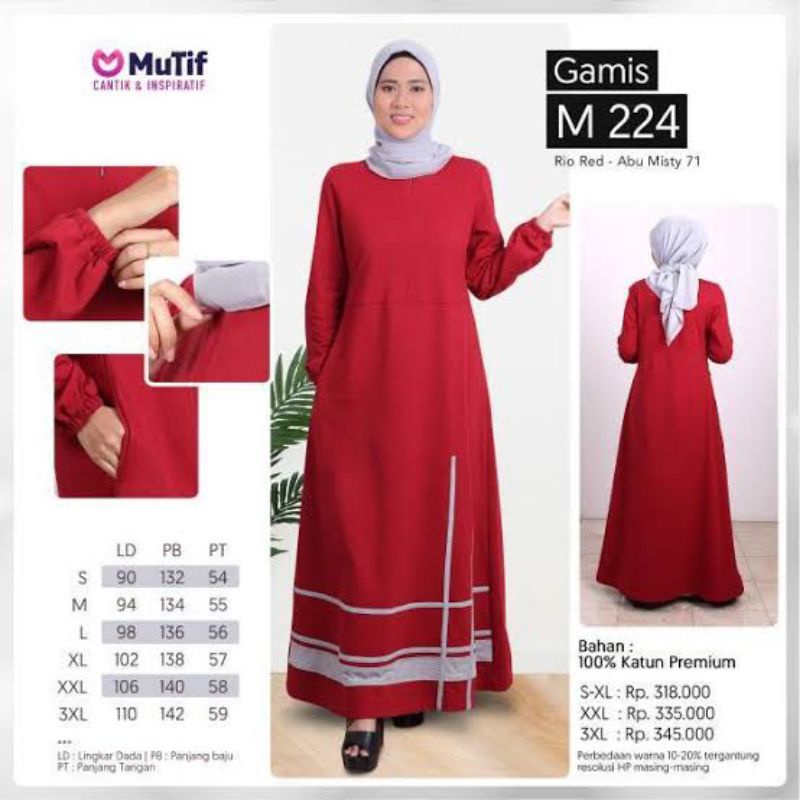 COD GAMIS MUTIF GMS 224 BR (navy) / GMS 224 RA (red) /GAMIS MUTIF ORI/ GAMIS MUTIF TERBARU 2021/ GAM