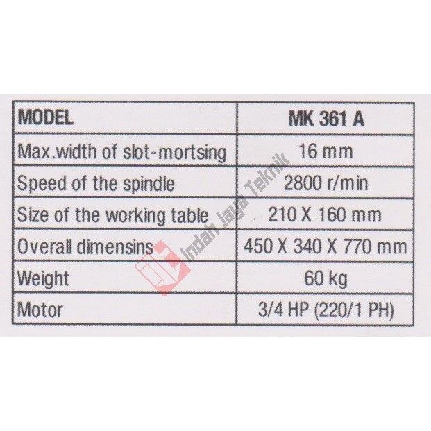 Mesin Bor Bobok Kayu Oscar MK 361 A / Mortising Chisel