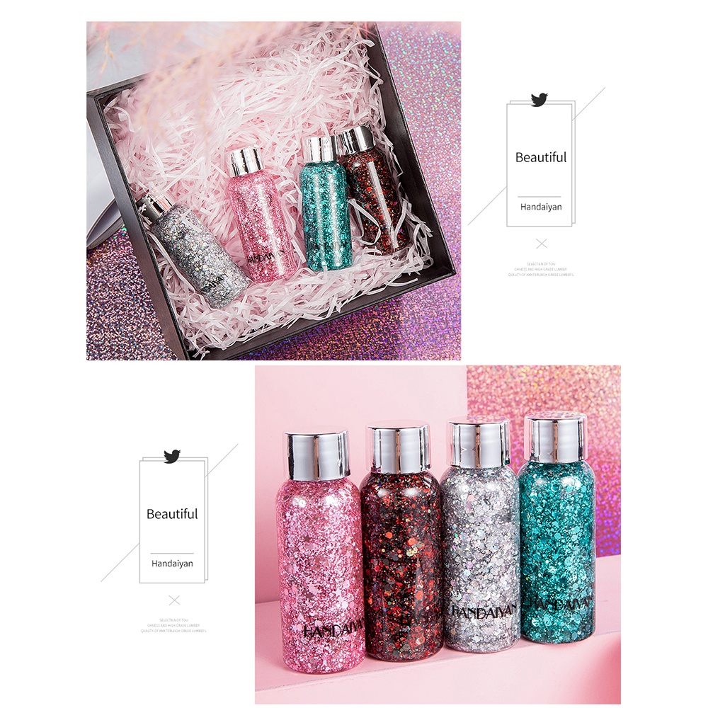 【Baru】HANDAIYAN 9Colors body glitter gel glitter untuk wajah badan face and body painting glitter Long Lasting Sparkling 30g