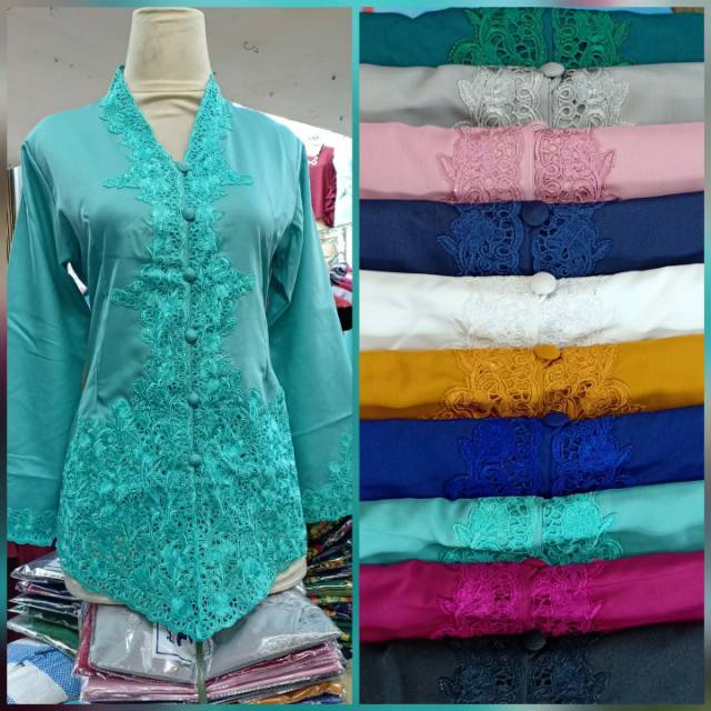 Kebaya encim bordir polos, daily kebaya bahan adem kebaya nayla lengan panjang