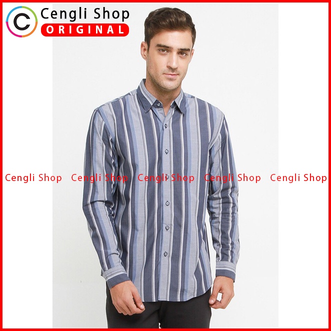 BAJU KEMEJA PRIA CARDINAL ORIGINAL CASUAL LENGAN PANJANG BIRU CA12