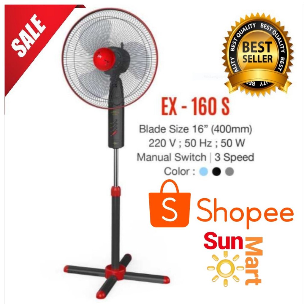 TERMURAH!!  Stand Fan Kaki Silang 16 Inch Maspion EX 160 S merah hitam