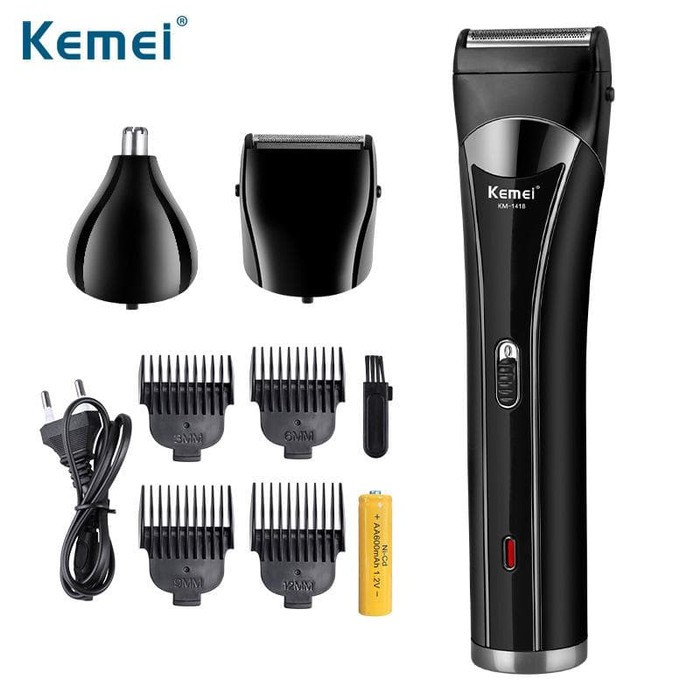 kemei km 1418 hair clipper recharge rambut kumis 3 in 1 mesin cukur rambut kemei