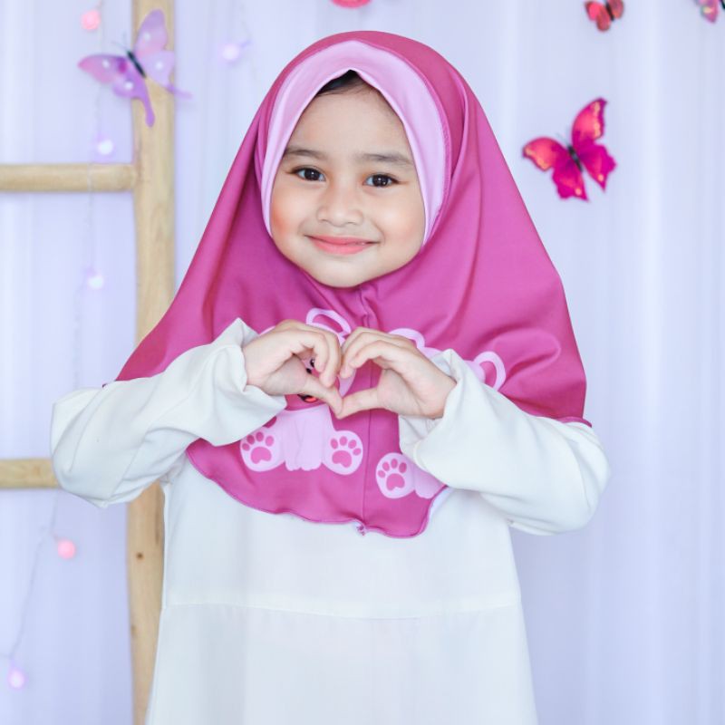 hijab instant motif teddy bear