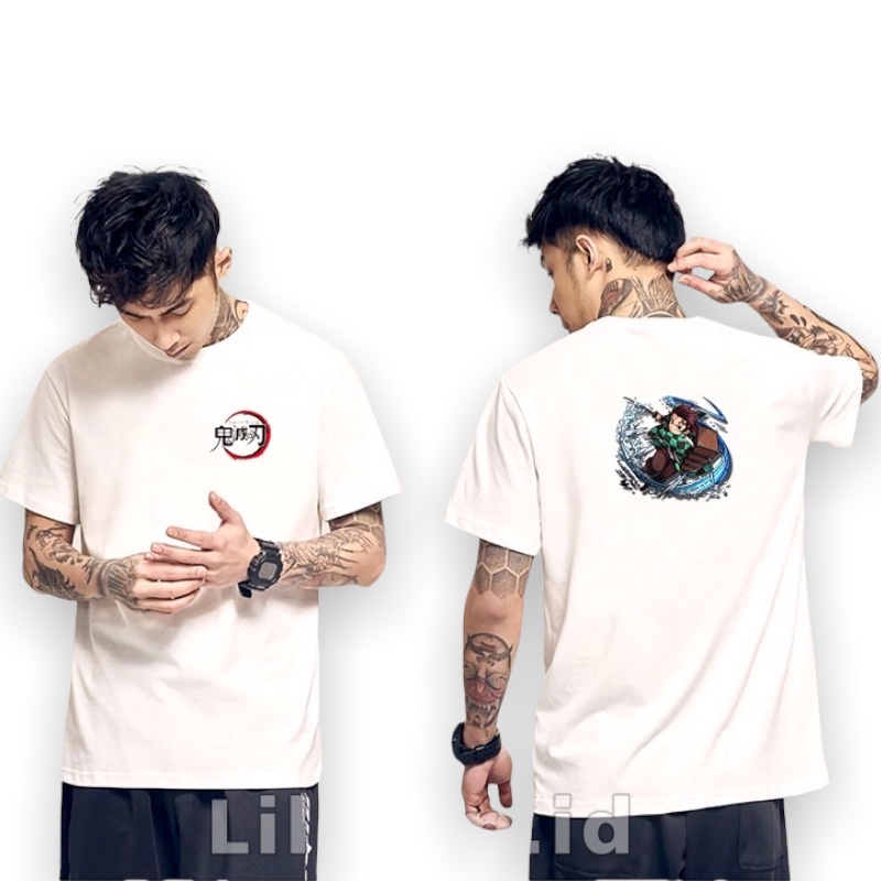 Kaos Tshirt  Pria Demon Slayer Baju Distro Basic Lengan Pendek Cowok Kasual Lilipop