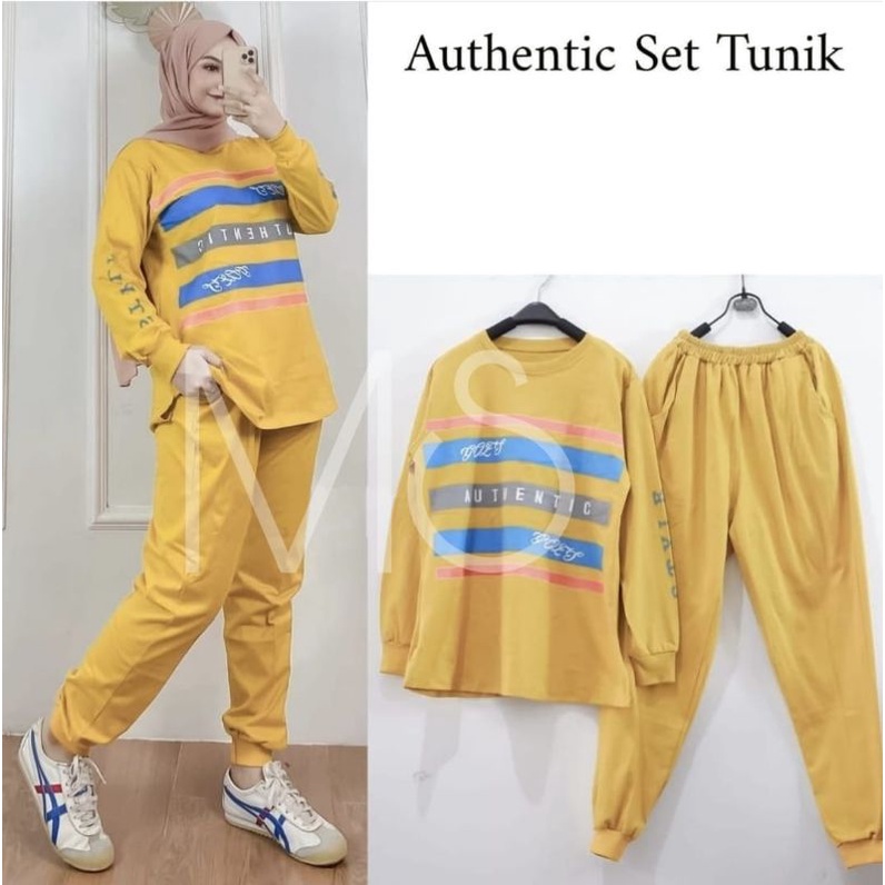 SET CELANA TUNIK AUTHENTIC, BABYTERRY, TUNIK SETELAN OLAHRAGA