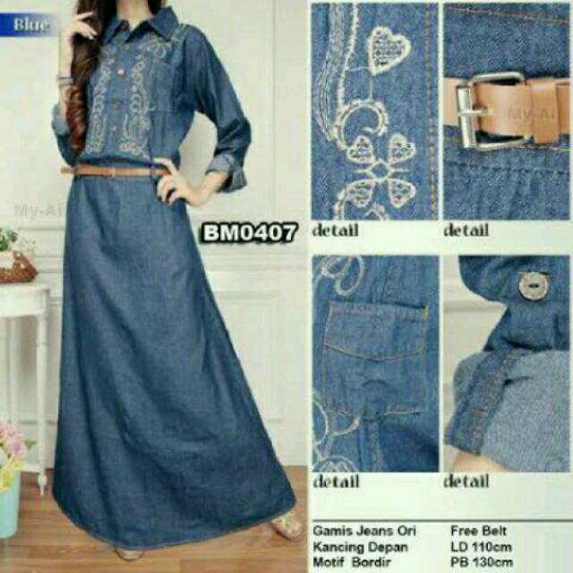 Gamis levis kerah bordir +belt