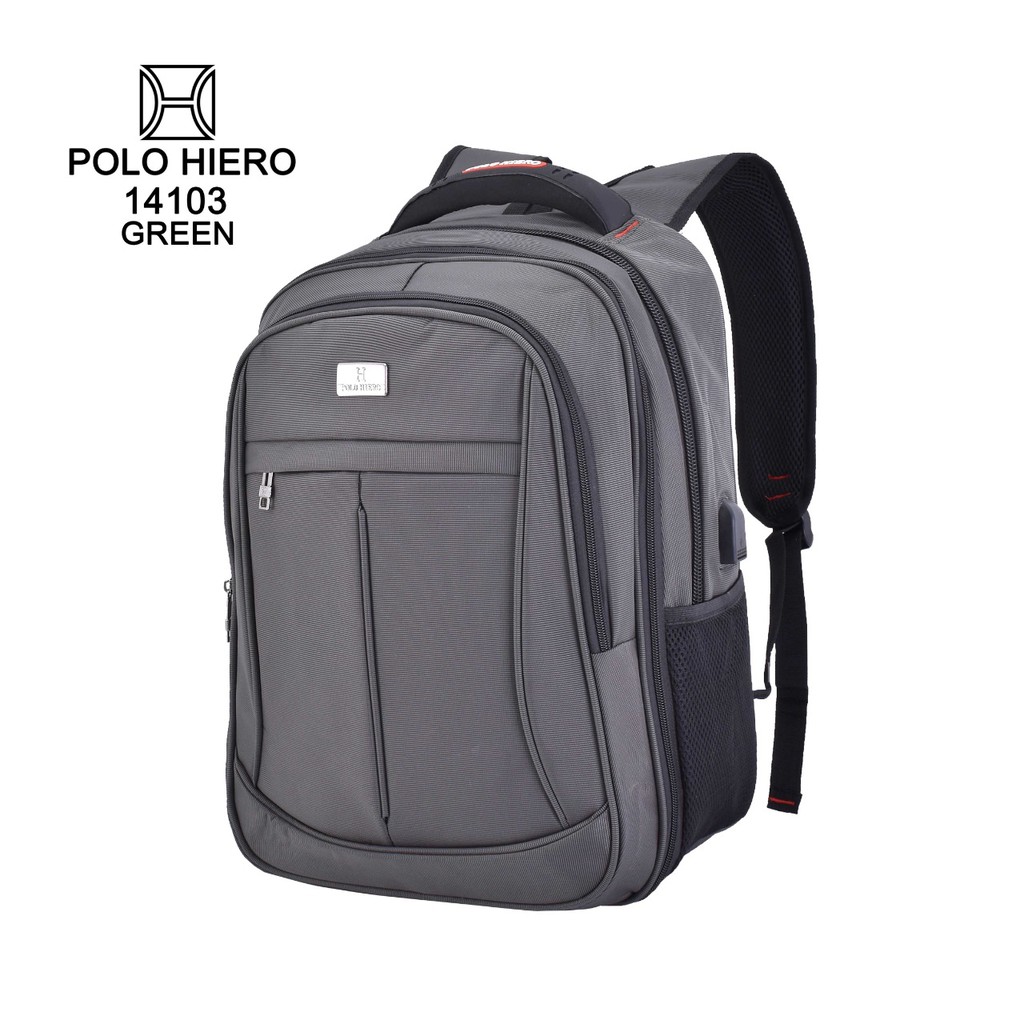 Tas Laptop Ransel Sekolah Backpack Polo Hiero 14103 , [Free Kabel USB Extension, Free Rain Cover]