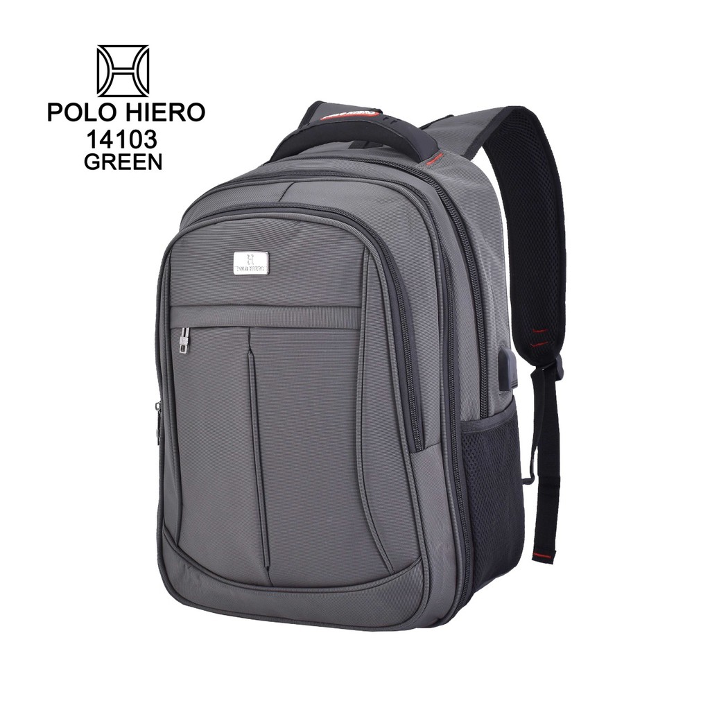 Ransel Backpack Sekolah Polo Hiero 14103 Tas Sekolah / Kuliah / Kerja, (Free Kabel USB + Rain Cover)