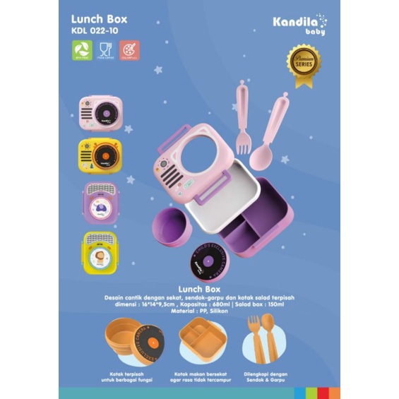 KANDILA LUNCH BOX WITH FORK & SPOON - 680ML / KDL 022-10