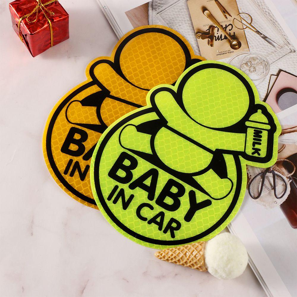 Stiker Mobil Reflektif Populer Mencegah Bumper Decor Vinyl Decal &quot;Baby In Car&quot;