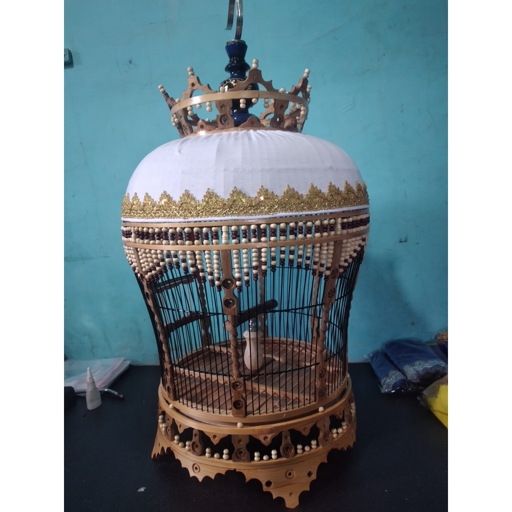SANGKAR BURUNG PERKUTUT MURAH MERIAH PREMIUM KLASIK MAHKOTA MATARAM BAMBU