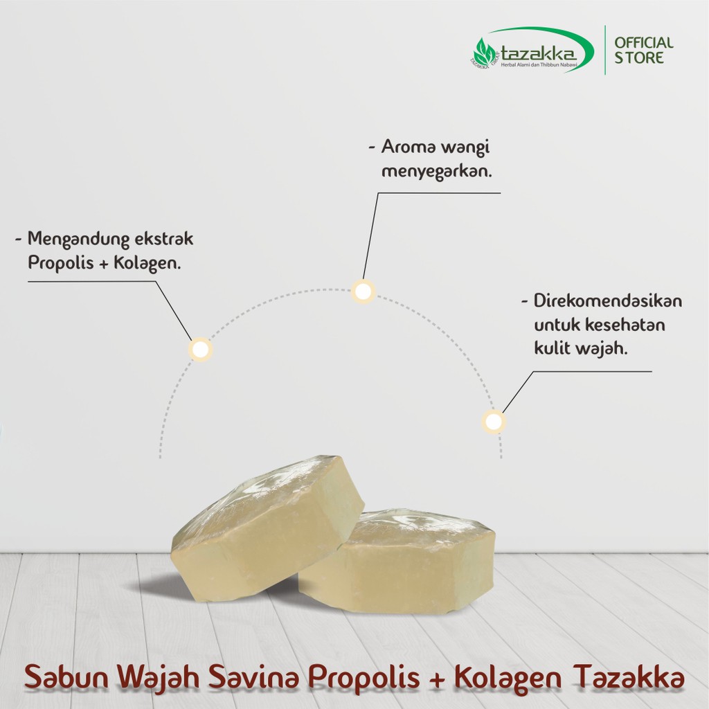 Sabun wajah savina propolis plus kolagen original tazakka melembabkan dan meghaluskan kulit alami