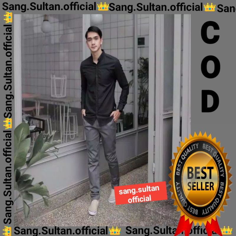 KEMEJA PRIA HITAM POLOS BAJU KEMEJA PRIA HITAM BAJU KEMEJA WARNA HITAM BAJU KEMEJA HITAM PRIA ATASAN