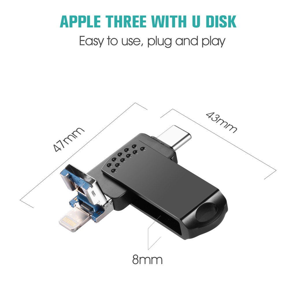 3 In 1 Flash Disk Usb Otg Enkripsi Untuk Iphone/Android/Laptop/Komputer