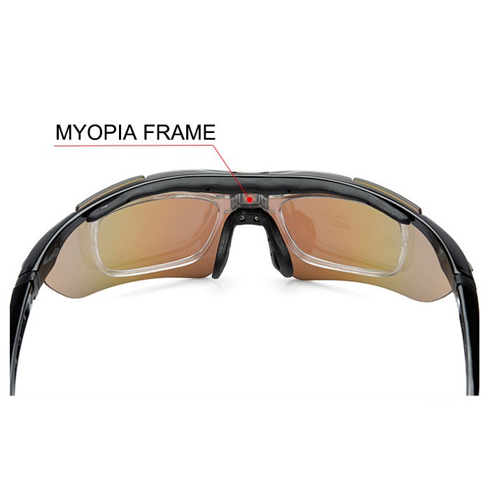 BISA COD ROBESBON Kacamata Sepeda dengan 5 Lensa Myopia - 0089PC - Black