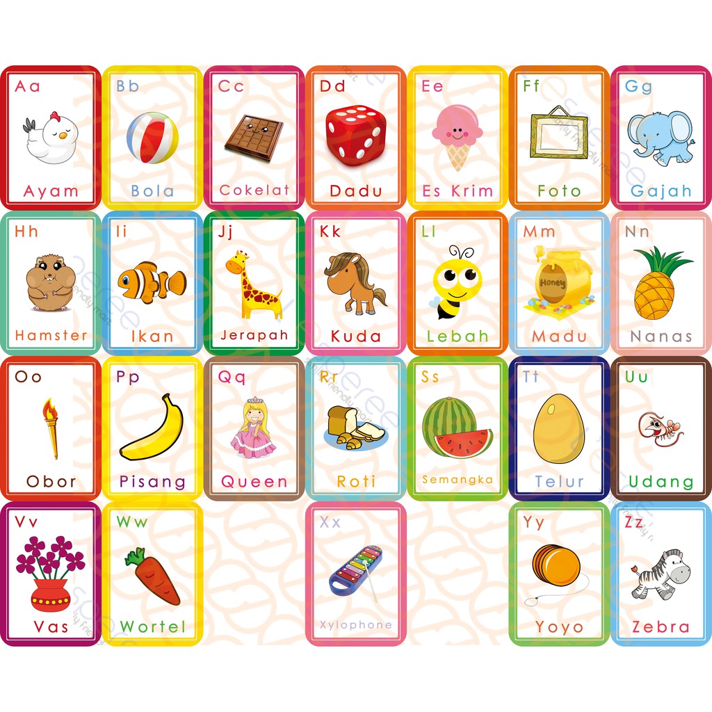 Flash Card Alphabet Kartu Belajar Bayi Anak Indonesia