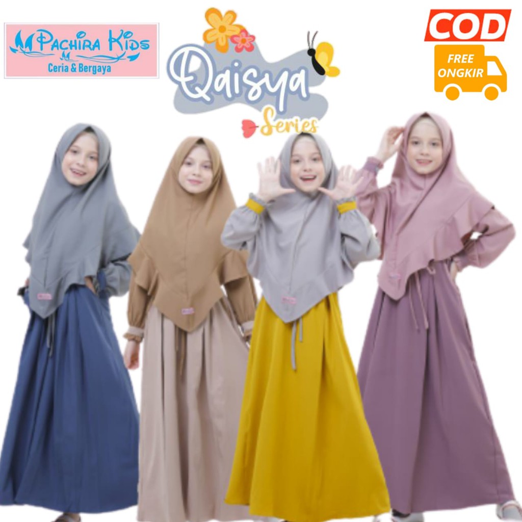 Qaisya series gamis anak perempuan gamis anak polos  by pachira set gamis anak perempuan polos