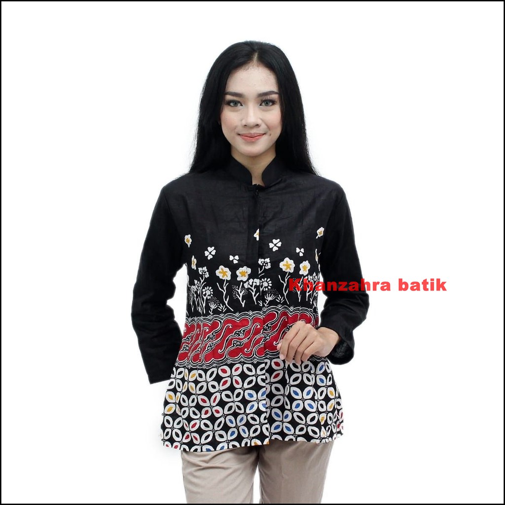 Atasan Batik Wanita - Blouse Batik Wanita - Seragam Batik Wanita S-M-L-XL-XXL-3L-4L-5L Batik Modern-D