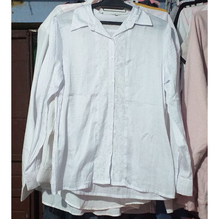 Shirt Lace Valino Donna Kemeja Burkat Putih Wanita Atasan Branded