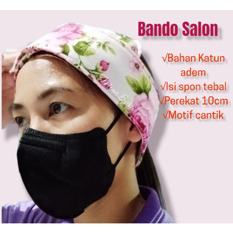 Bando Salon Katun Motif/Polos (Tanpa Bordir) Bandana Salon Klinik Kecantikan