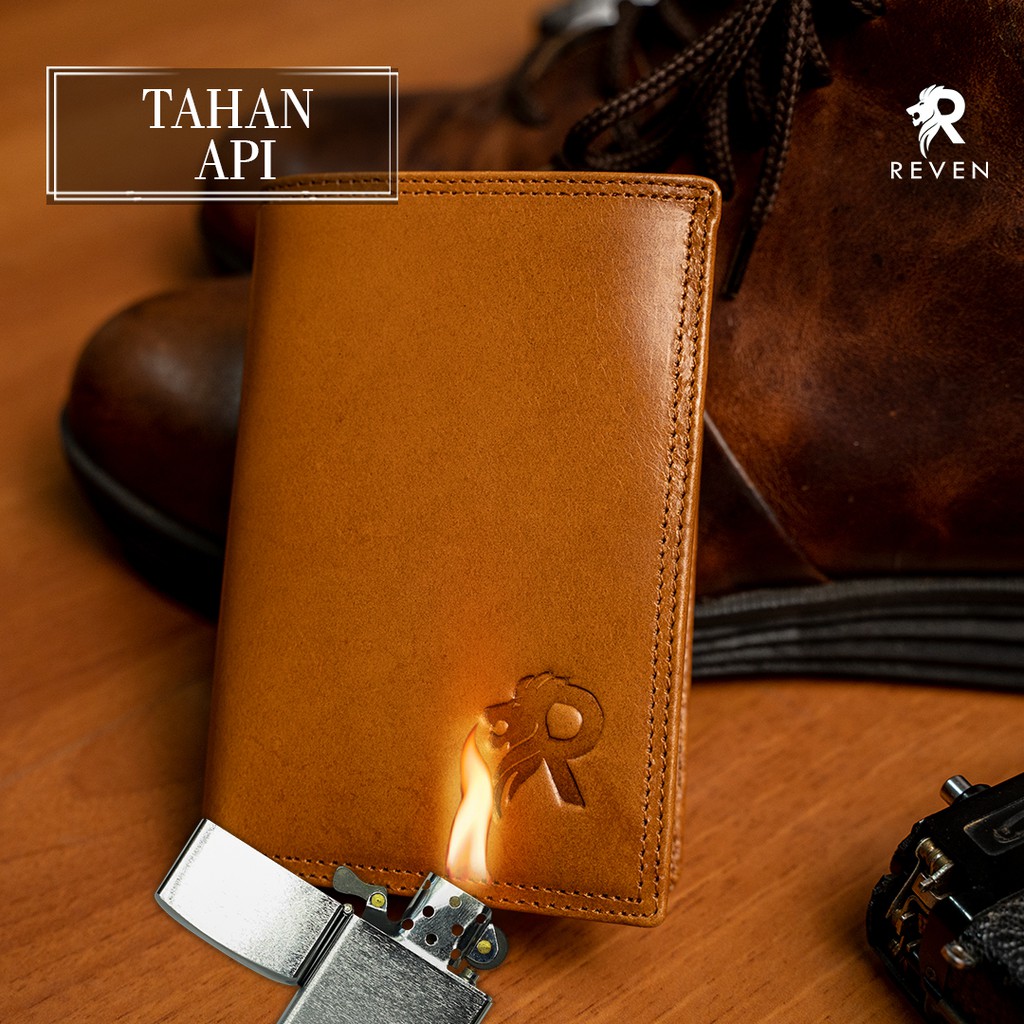 Dompet Lipat Kulit Pria Branded Reven Athena Leather Wallet Model 3/4 Bahan 100% Full Kulit Sapi Asli Original Premium Cowok Keren Terbaru
