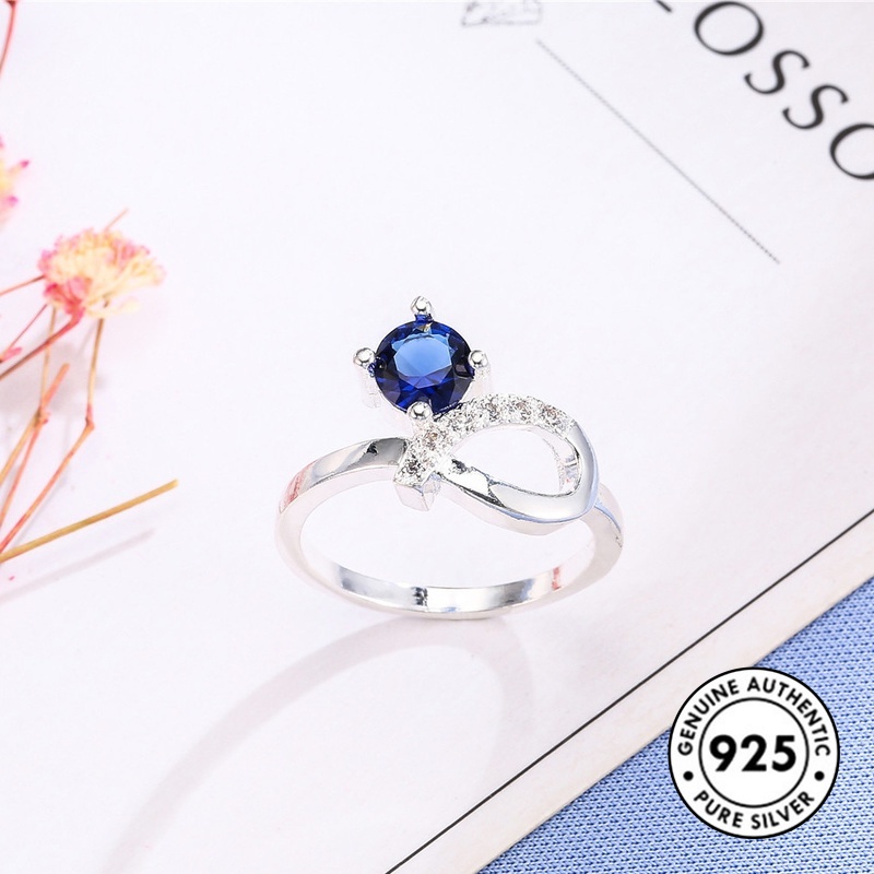 Cincin Sapphire Bahan S925 Silver Gaya Vintage