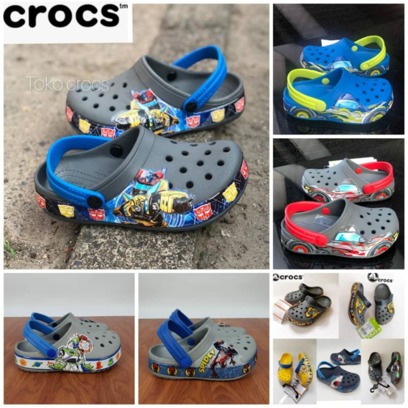 Sandal crocs anak Excavator fun lab clog/ minions/thomas/truck